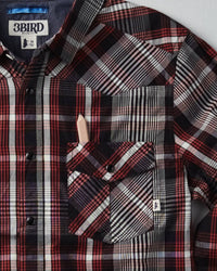 3BIRD Men's Ranchester Long Sleeve Shirt in black horizon plaid - men's shirt - alternate view