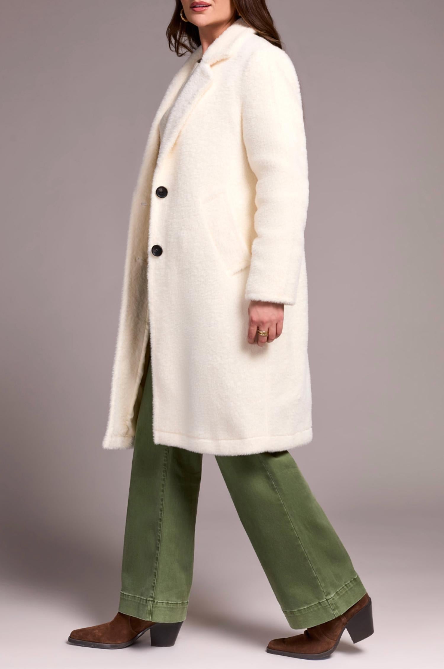 Tribal - Button Front Fur Coat With Lining