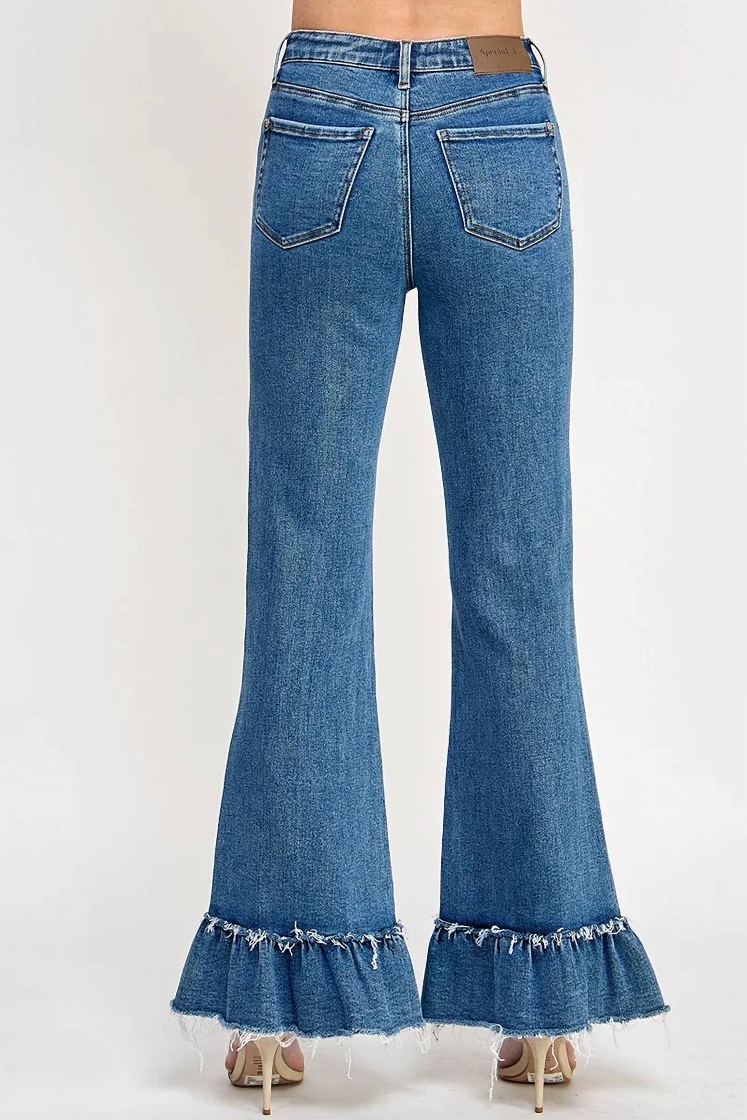 Special A - Tummy Control Flare Jeans With Ruffle Hem
