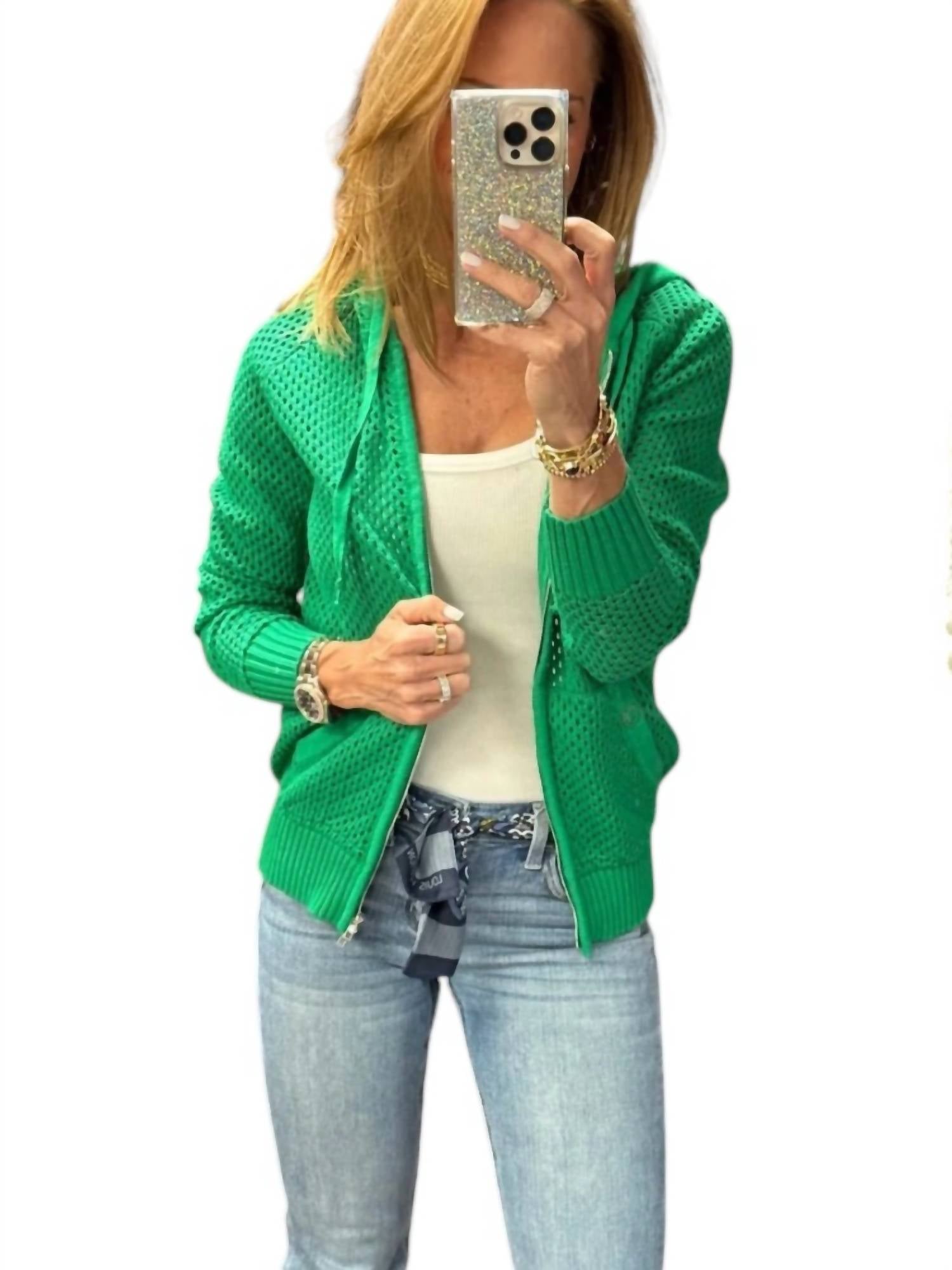 Just Madison - Madz Crochet Zip Hoodie Sweater