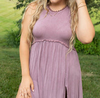 POL Stone Washed Maxi Dress in mauve - women's dress - detail view