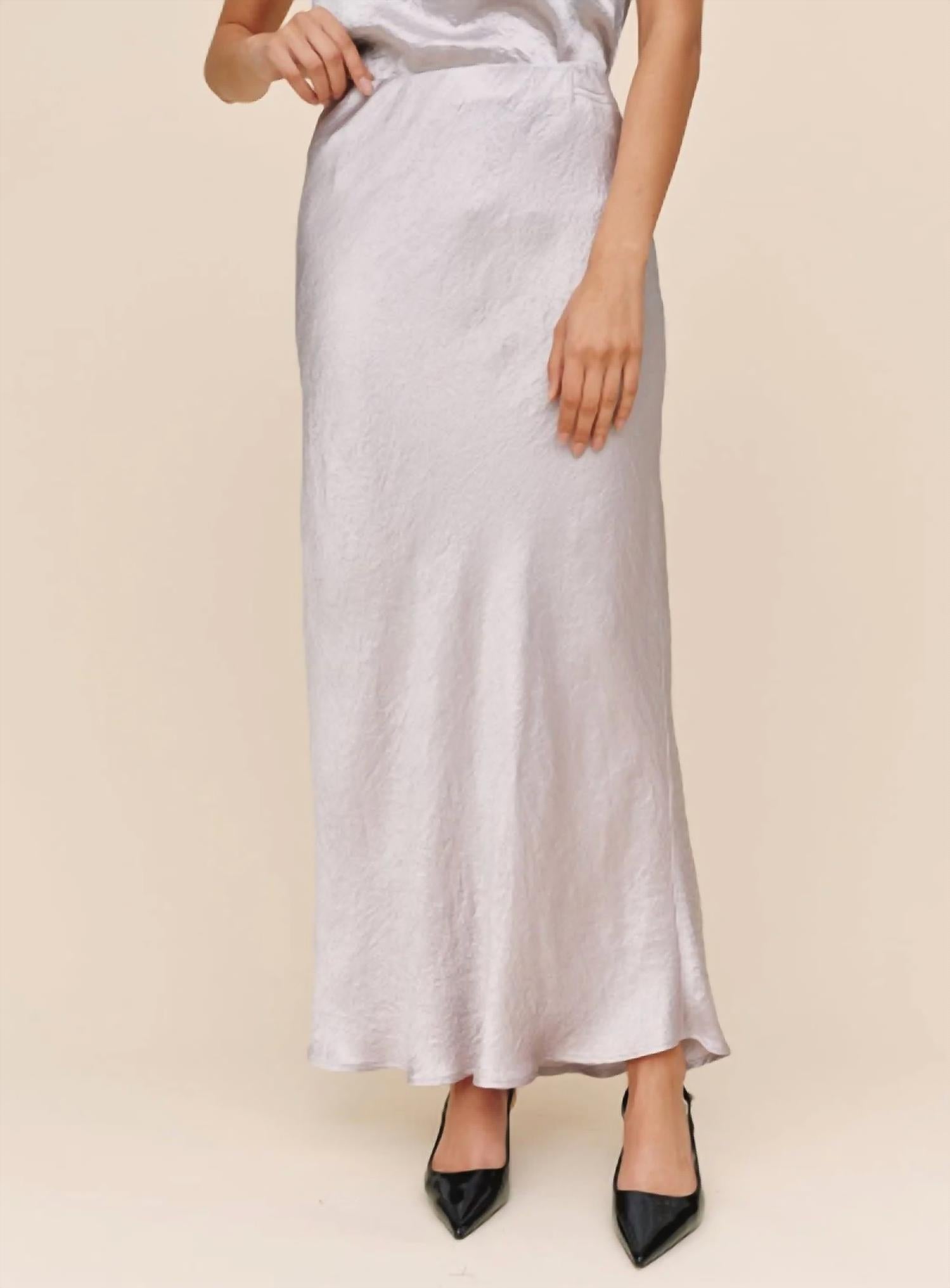Bella Dahl Sleek Bias Maxi Skirt in silver - women's skirt - alternate view