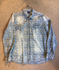 Lucky Elephant Couture - Men's Acid Wash Paisley Pattern Denim Shirt