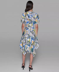 KARL LAGERFELD Printed Paris Scene Be Palace Dress in blue citrus green multi - women's dress - alternate view