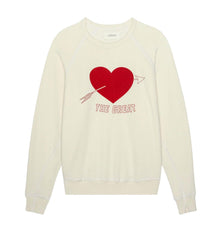 THE GREAT. College Sweatshirt in heart graphic - women's top - view 6