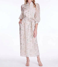 Jade - Stand Collar A-line Midi Dress