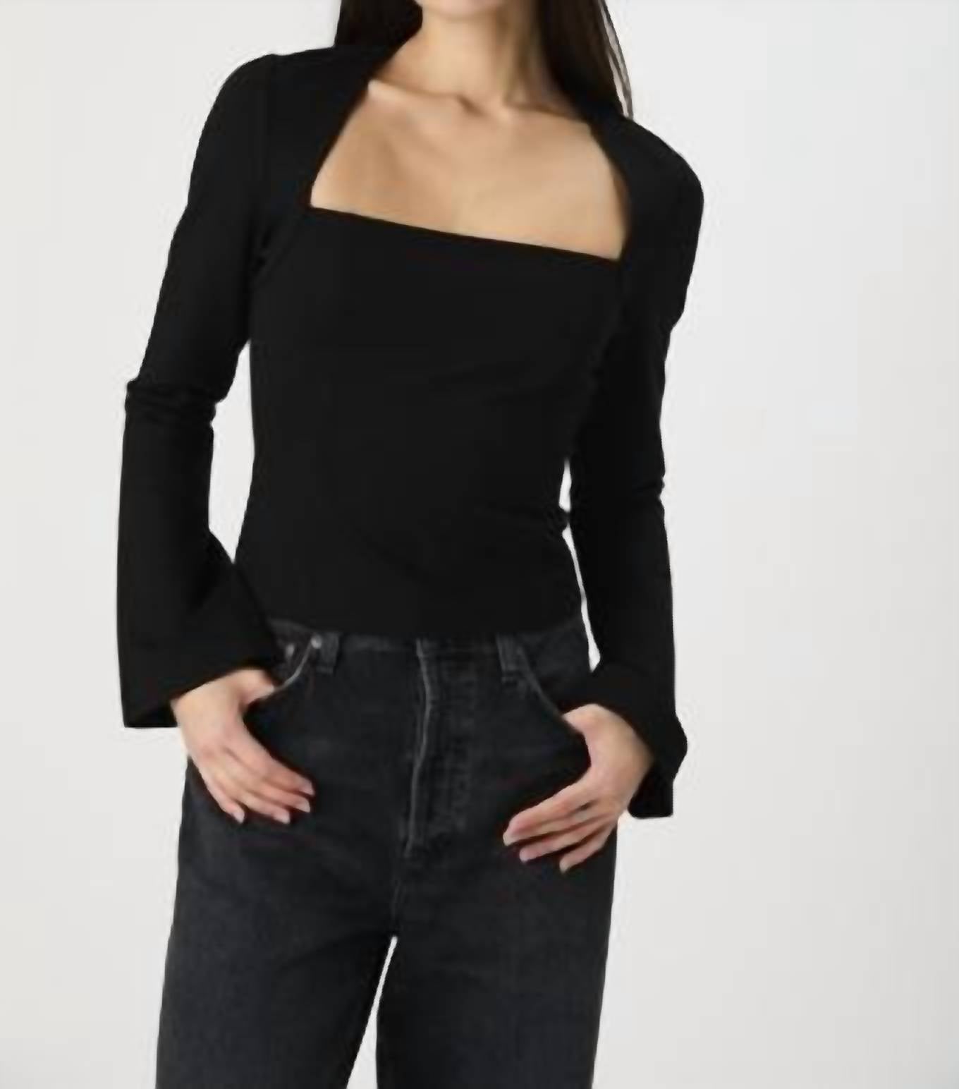 French Connection - Cleo Ponte Long Sleeve Fitted Top