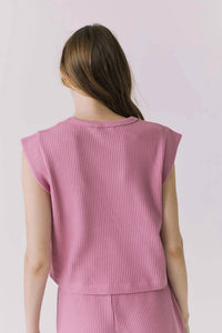 Chaser Frankee sugar magnolia tee in pink - women's t-shirt - detail view