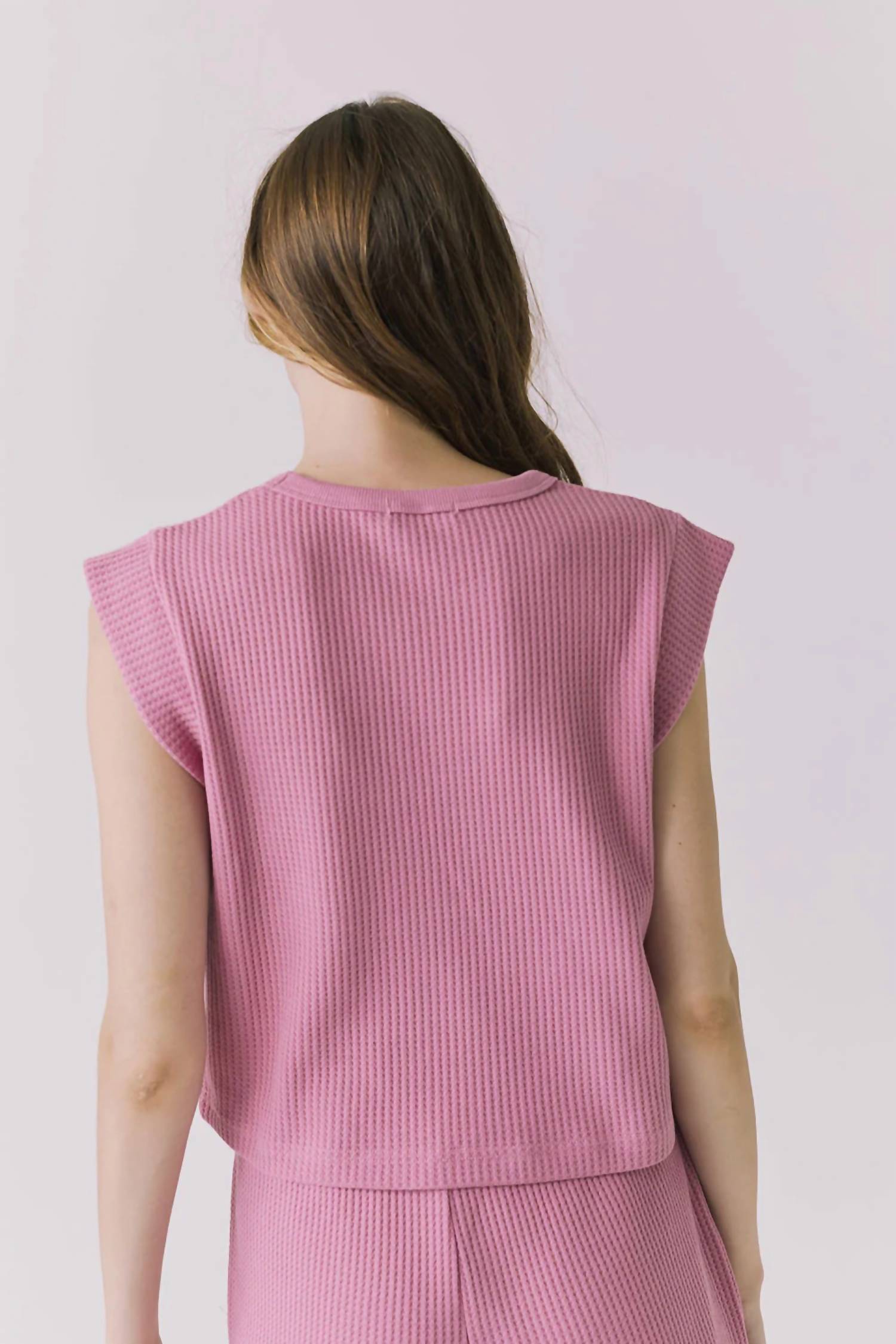 Chaser Frankee sugar magnolia tee in pink - women's t-shirt - detail view