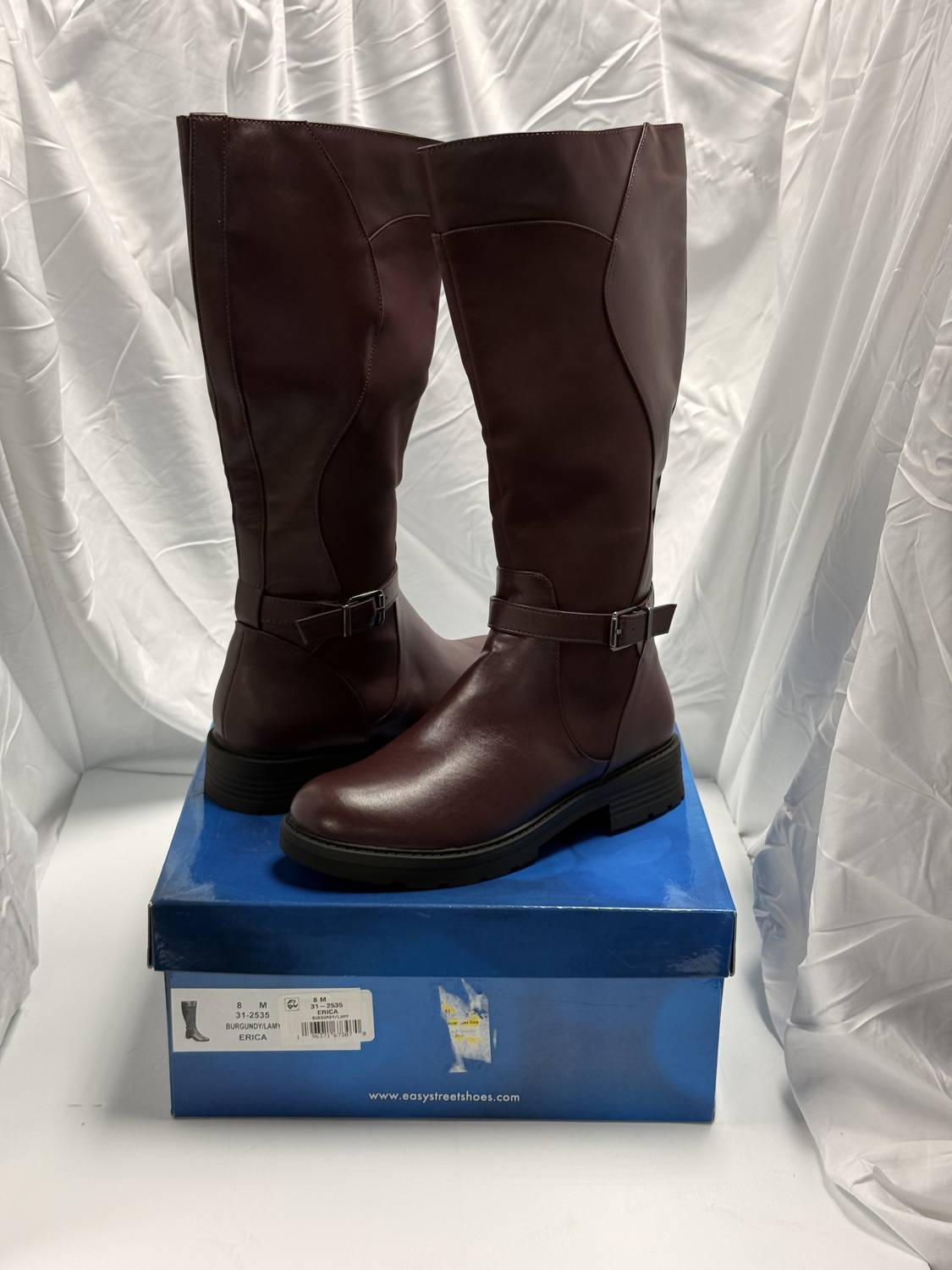 Easy Street Women's Erica Knee High Boot in burgundy - women's shoe