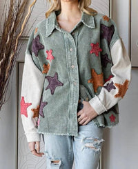 Oli & Hali - Washed Star Patch Corduroy Shacket