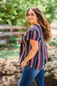 Layerz Clothing - Striped Embroidered Top