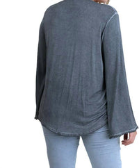 Umgee - Drawstring Neckline Bell Sleeve Top