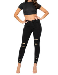 Judy Blue - MID-RISE SKINNY LEOPARD PATCH JEAN