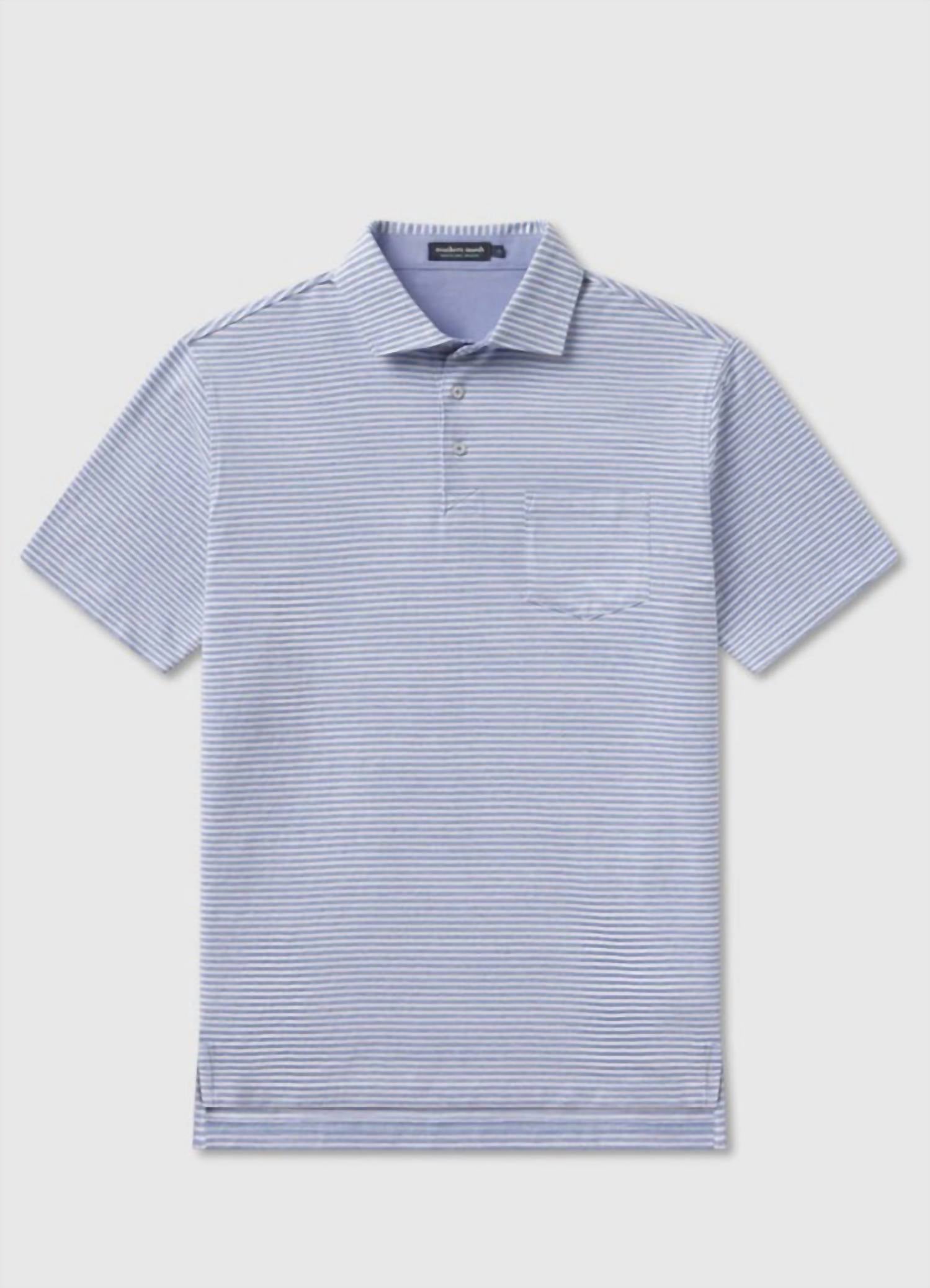 Southern Marsh Men's Nantucket Relaxed Stripe Polo Shirt in french blue - men's shirt