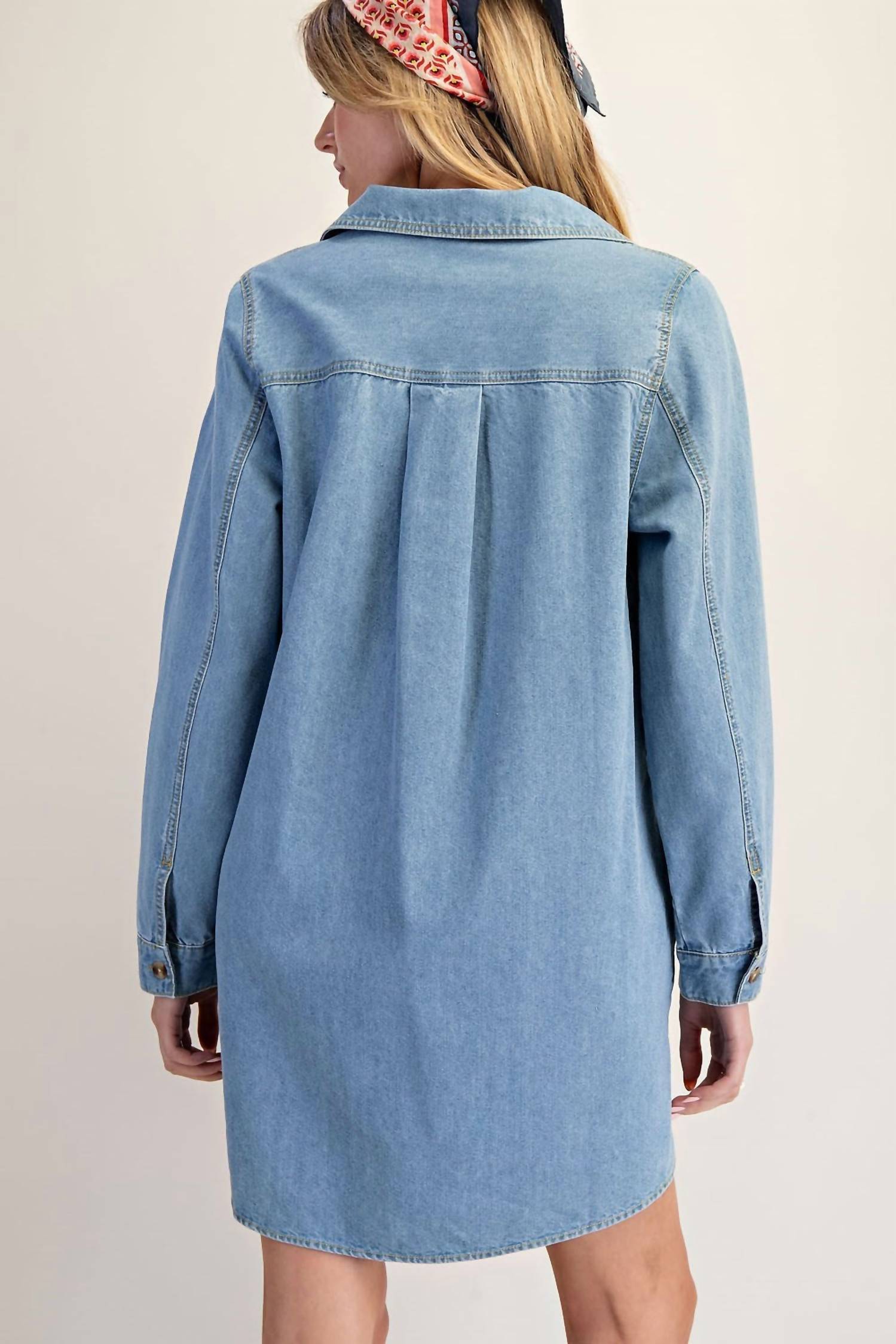 Ee:Some - Long Sleeve Denim Shirt Dress