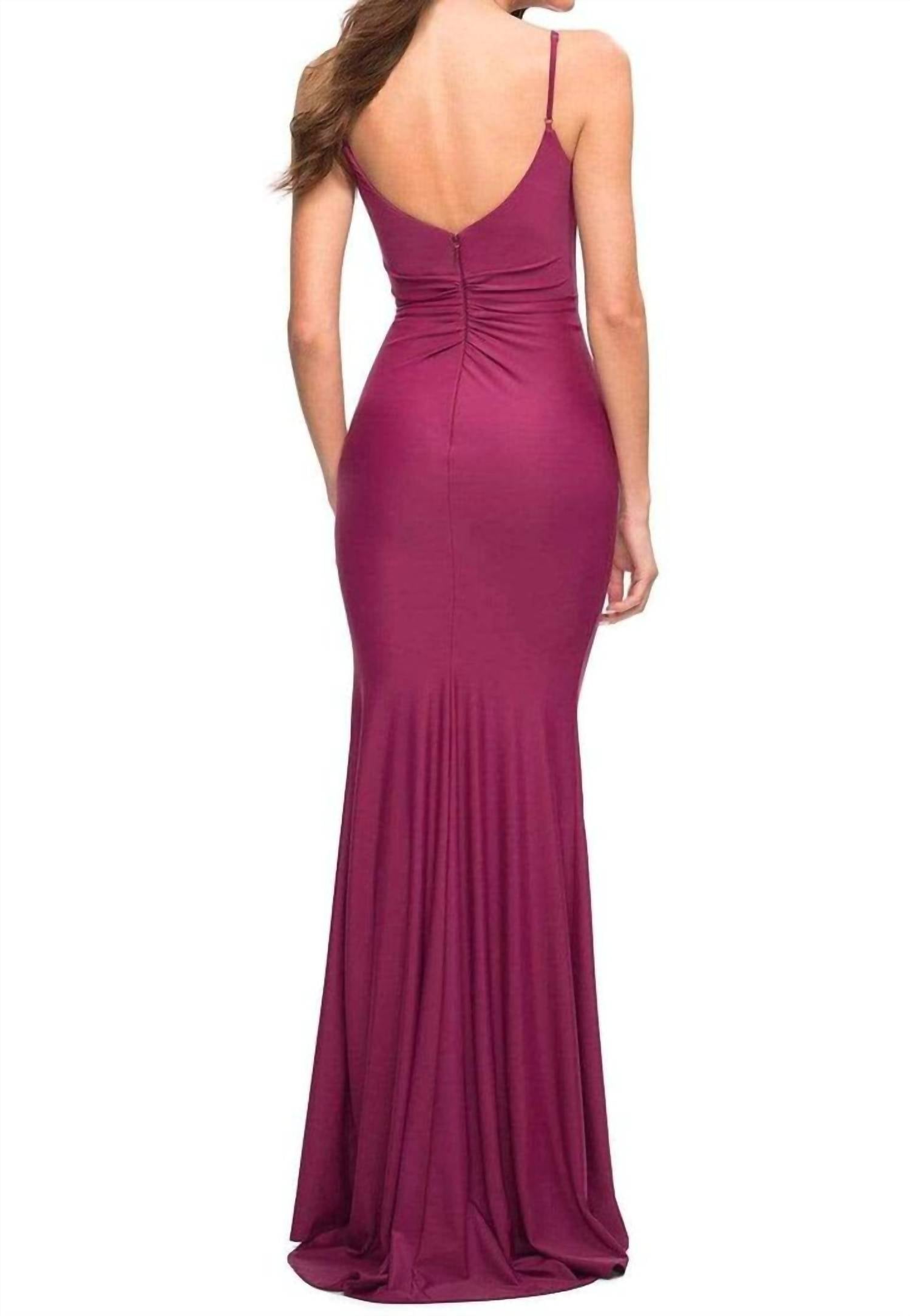La Femme - Alluring Plunging Neckline Mermaid Dress