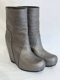 Rick Owens Women's Mid Wedge Boot in silver - women's shoe