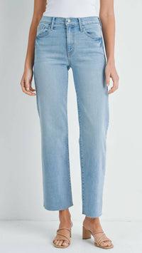 JUST BLACK DENIM Mid Rise Slim Palazzo Jeans in light blue - women's jeans