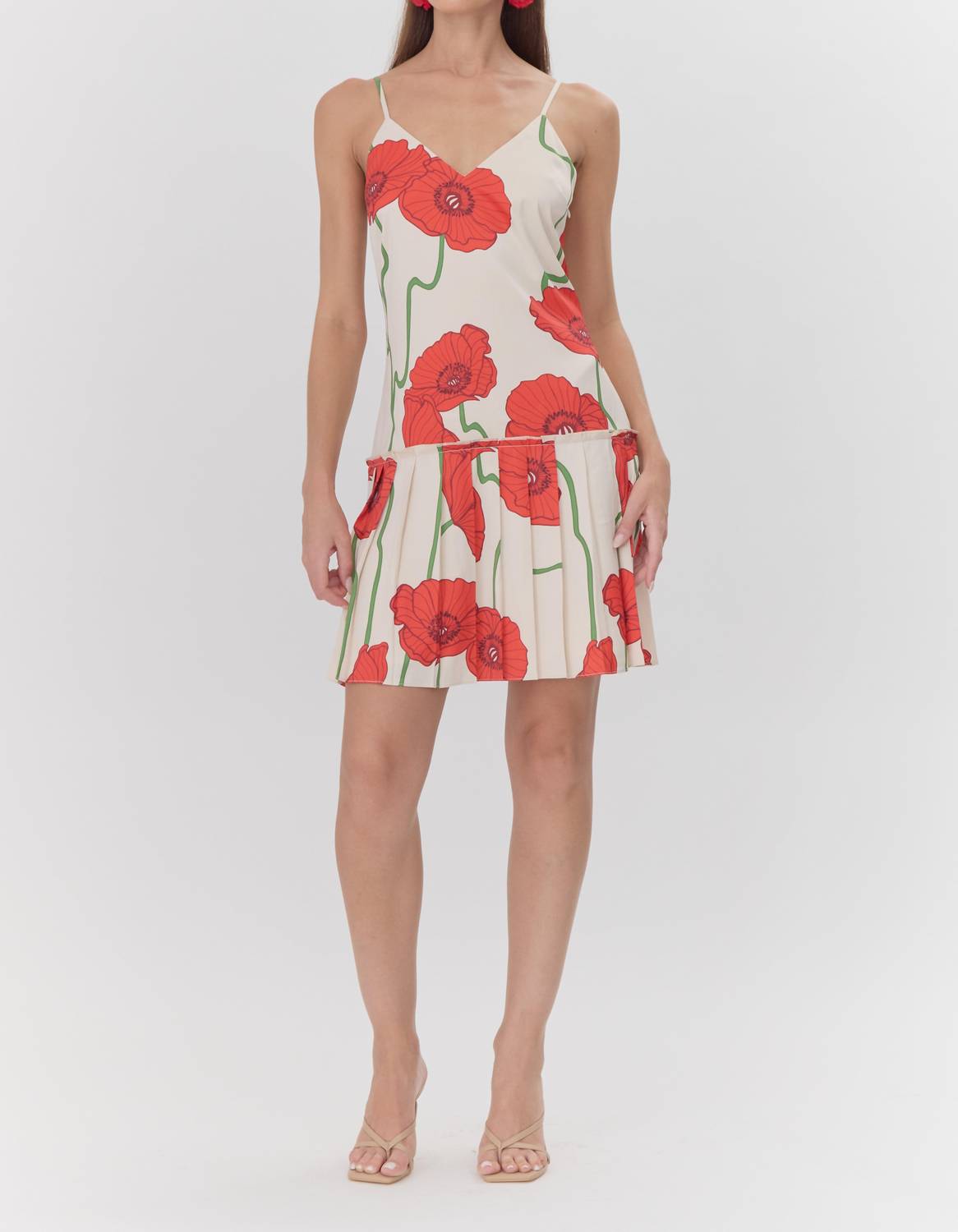 Adelyn Rae - Camila Abstract Rose Print Pleated Mini Dress