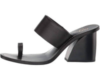 42 Gold - Eedie Single Toe Wide Strap Leather Heels
