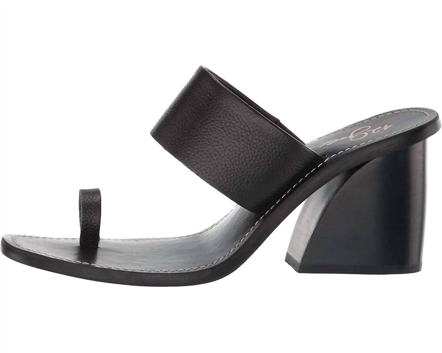 42 Gold - Eedie Single Toe Wide Strap Leather Heels