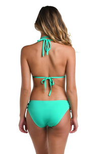 La Blanca Island Goddess Halter Triangle Swimsuit Top And Hipster Bottom in seafoam - women's swimwear - detail view