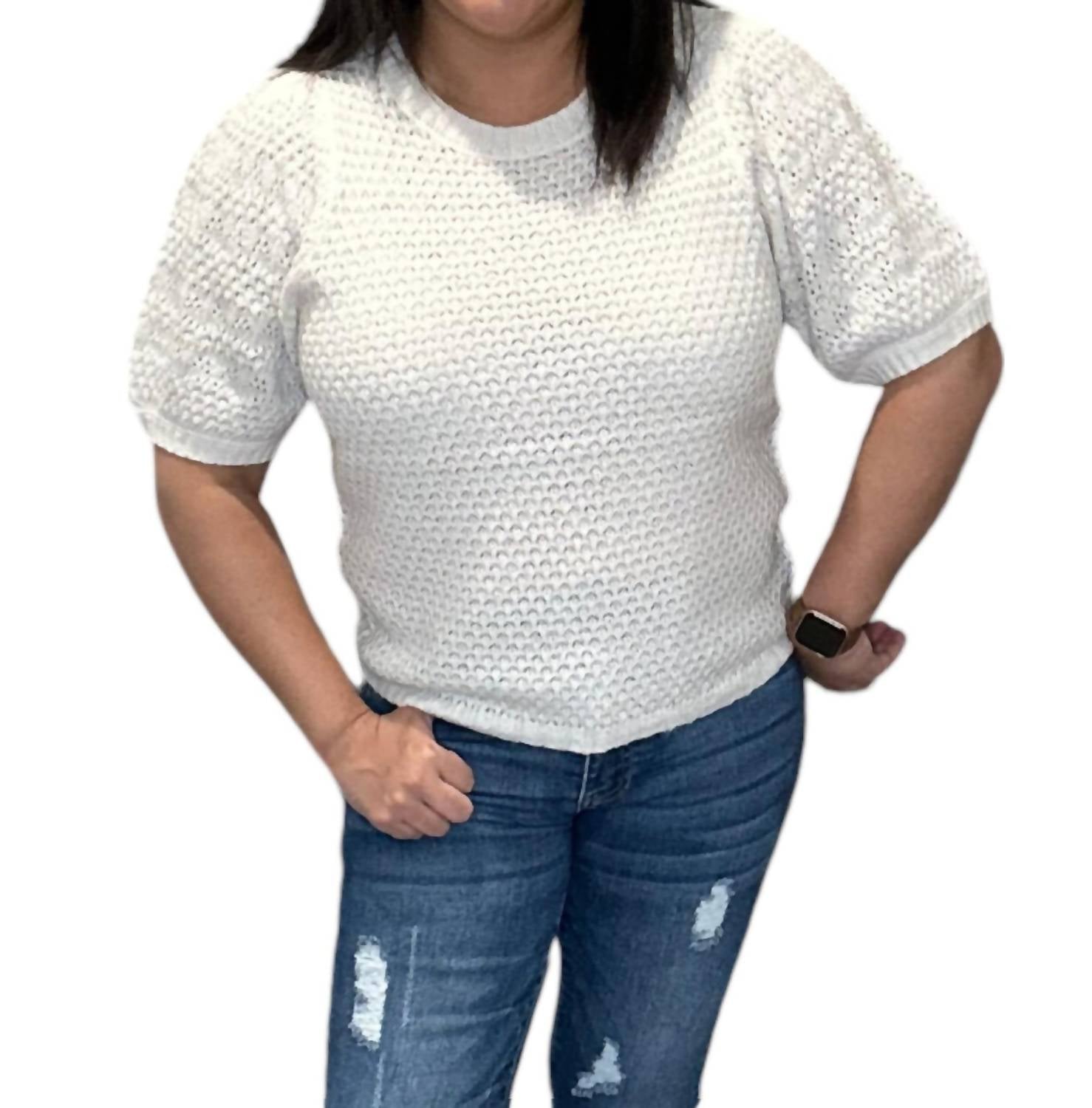 Saltwater Luxe - Doc Short Puff Sleeve Knit Sweater