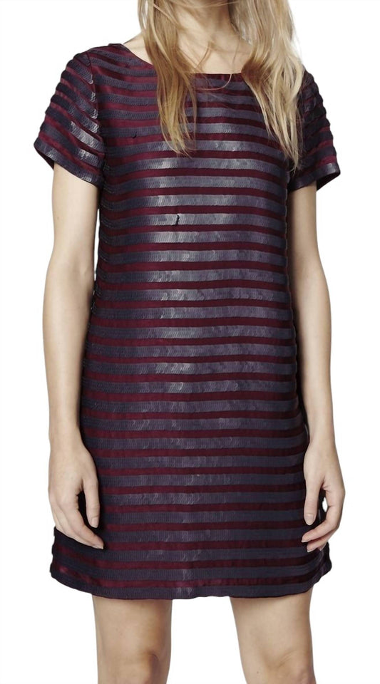 French Connection - Sequin Striped Shift Cocktail Dress