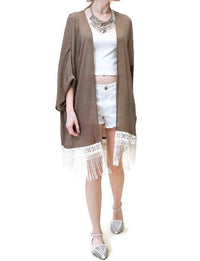 Kori - Bohemian Crochet & Fringe Kimono Jacket