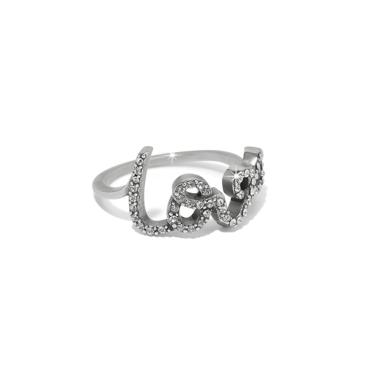 Brighton Women's Love Script Sparkle Ring in silver - women's jewelry - alternate view
