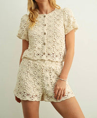 Miou Muse - Crochet Elastic Waistband Shorts