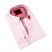 Eight X - Men's Button Down Jacquard Shirt With Checkered Trim