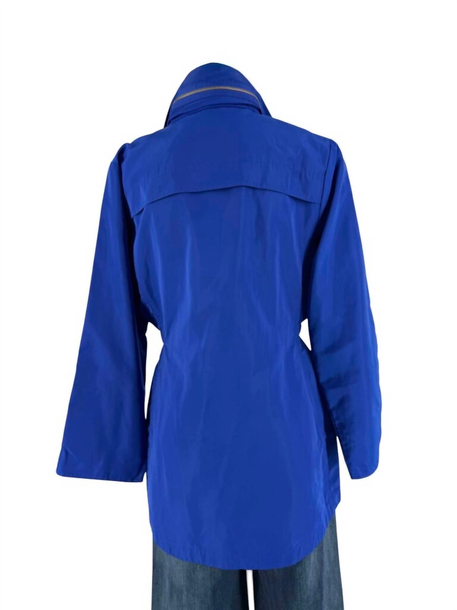Tyler Boe Women's Newport Rain With Hood Jacket in blue - women's jacket - detail view