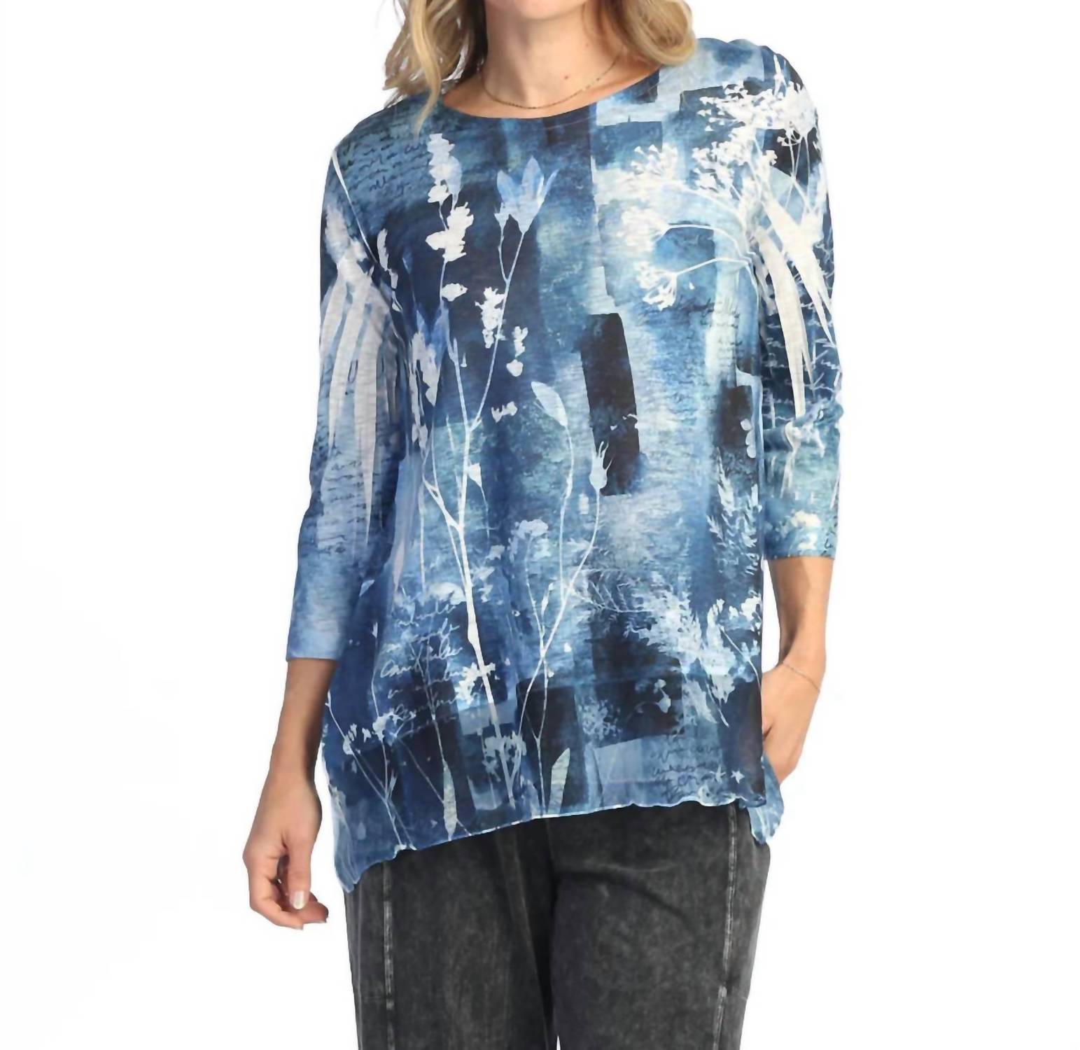 Jess & Jane Chiffon Hem Tunic Top in mariposa - women's shirt
