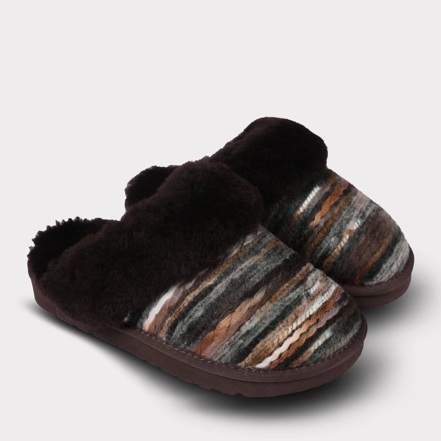 Lamo Women's Lia Slip On Scuff Slipper in chocolate multi - women's shoe - view 4