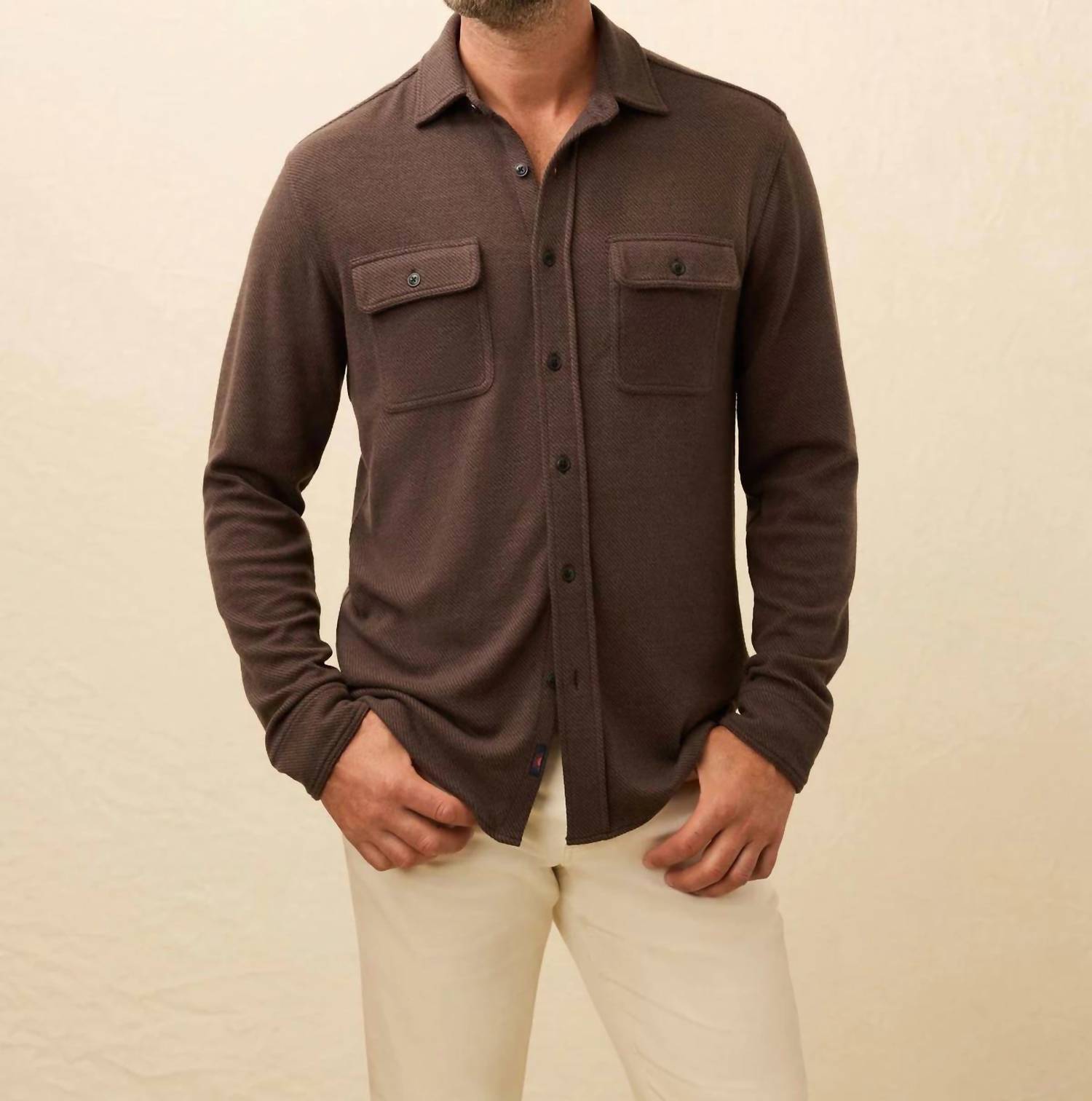 Faherty Legend Sweater Shirt in valley brown twill - men's shirt