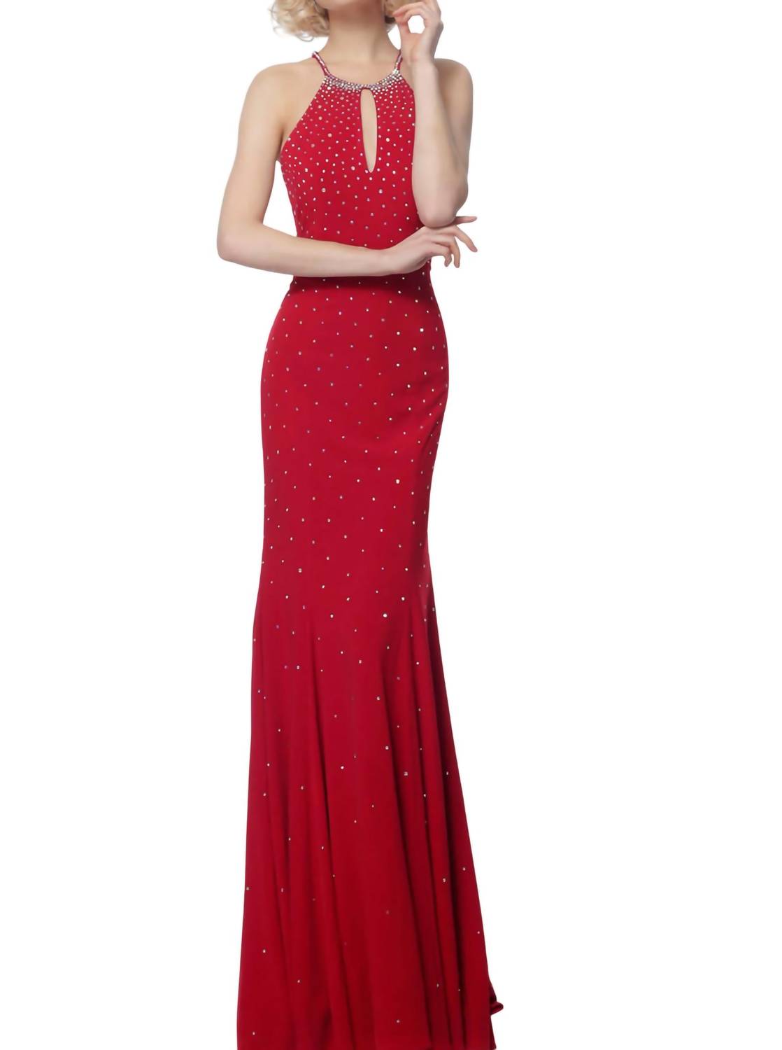 Jovani - Beaded Jersey Dress