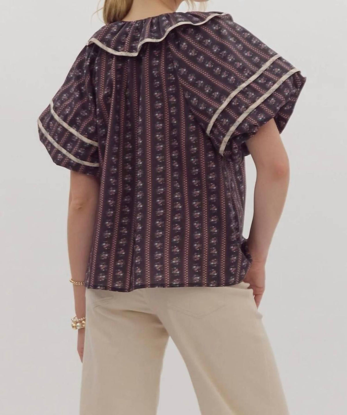 Entro - Take A Stroll Ruffled Top