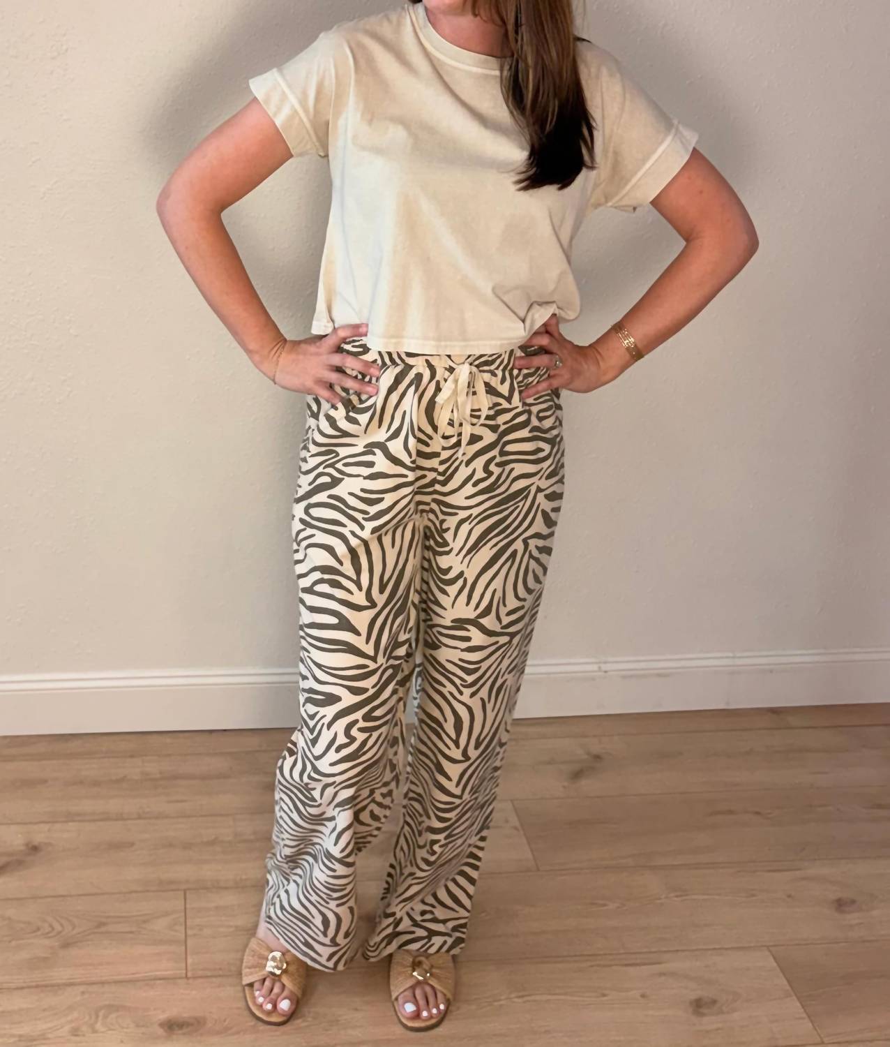 New In - Aria Zebra Print Wide Leg Pants
