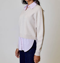 Design History - Layered Striped Shirt & Sweater Top