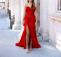Sherri Hill Strapless Corset Prom Dress in red - women's dress