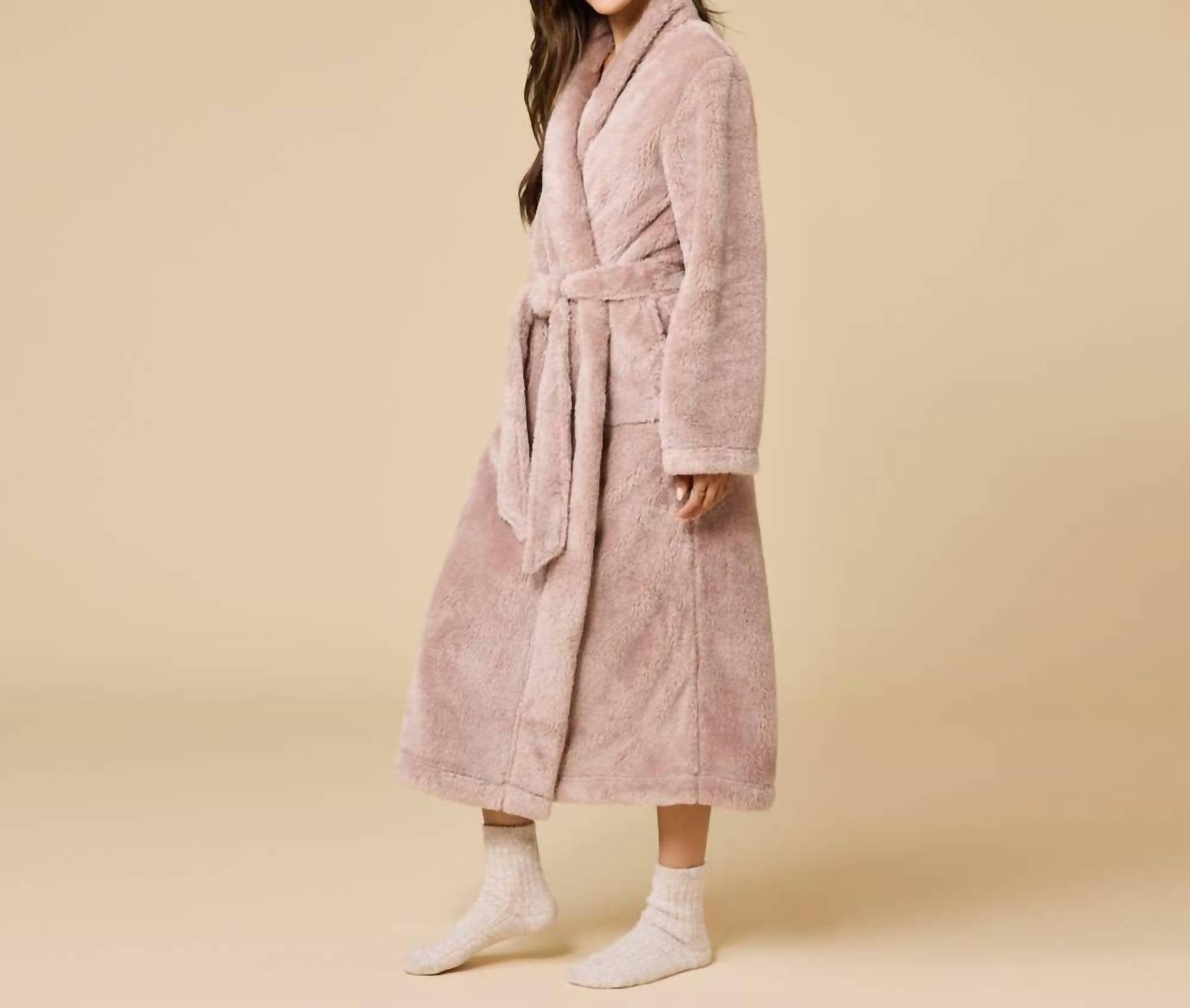 SOFTiES Dreamplush Wrap Robe in almond - women's intimate - detail view