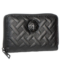 Rebecca & Rifka - Women's Smooth Basket Weave Quilt With Medallion Zip Indexer Wallet