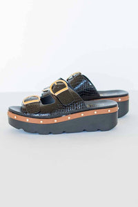 CHINESE LAUNDRY Women's Surf Up Croco Sandals in black - women's sandal