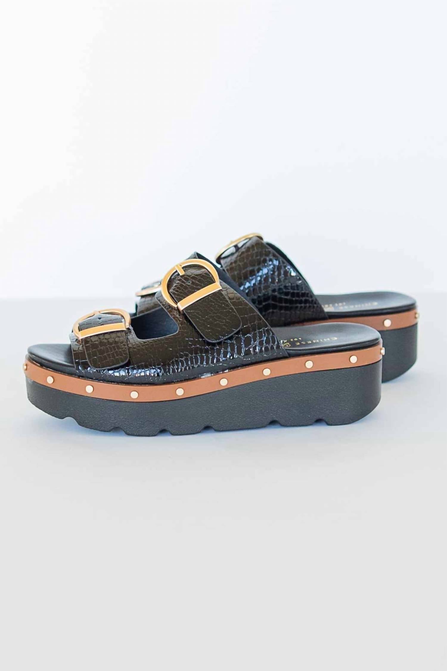 CHINESE LAUNDRY Women's Surf Up Croco Sandals in black - women's sandal