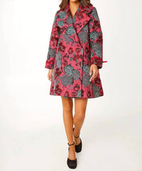 ABBEY GLASS Marisol Vintage Dahlia Jacquard Coat in hot pink - women's jacket