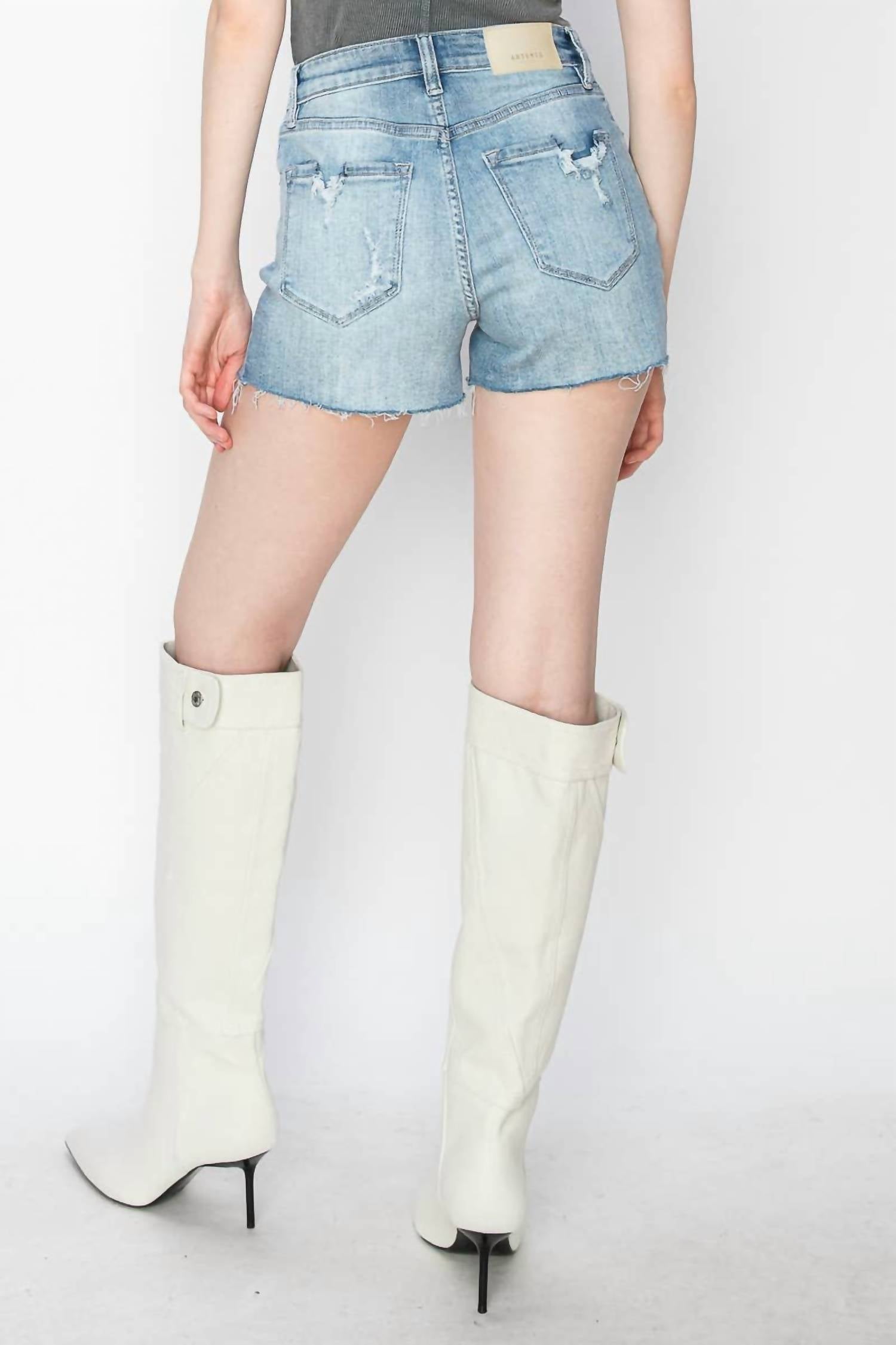 Artemis Vintage - High Rise Stretch Denim Shorts