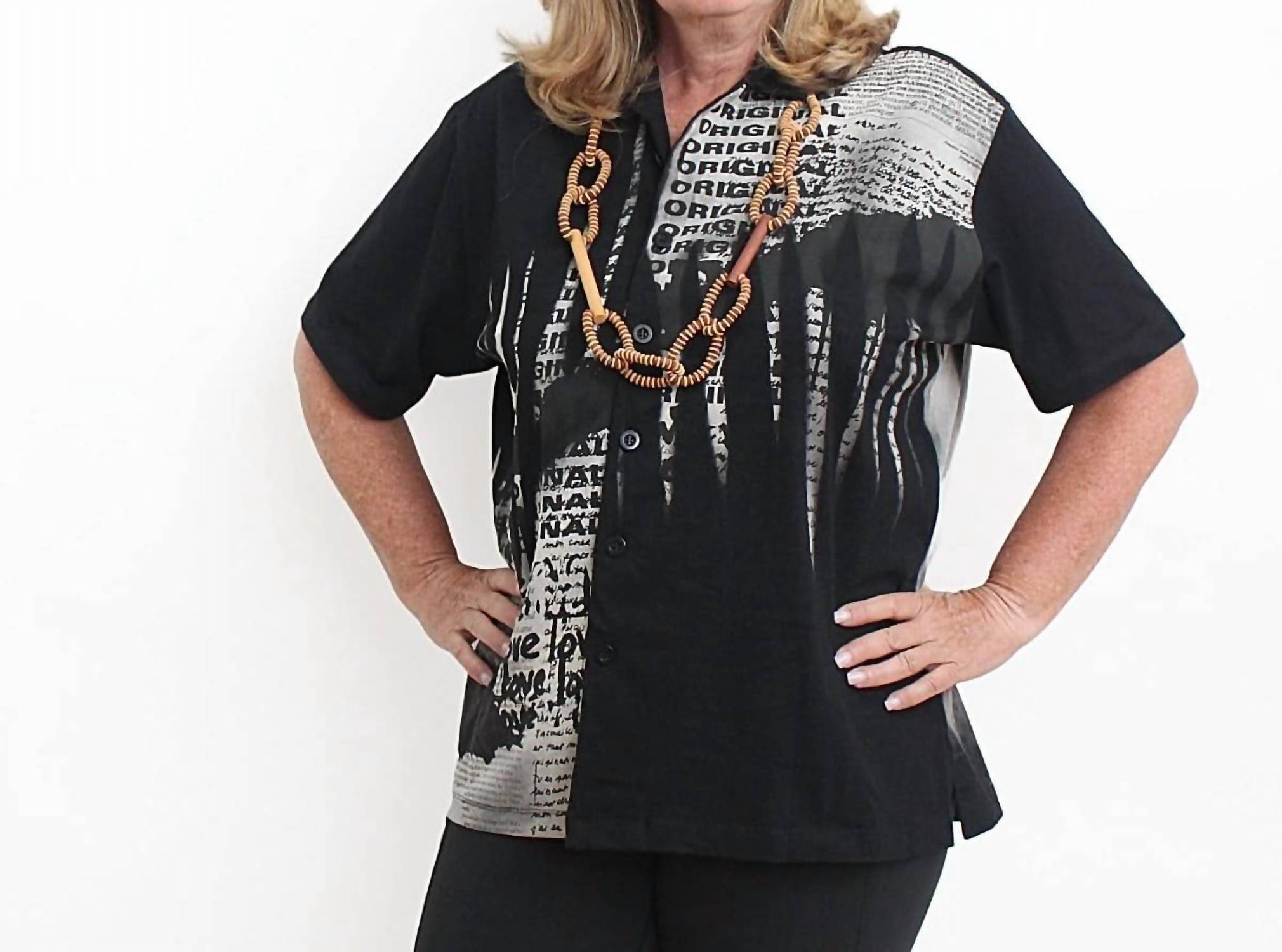 Sylca Designs - Magazine Print Button Down Shirt