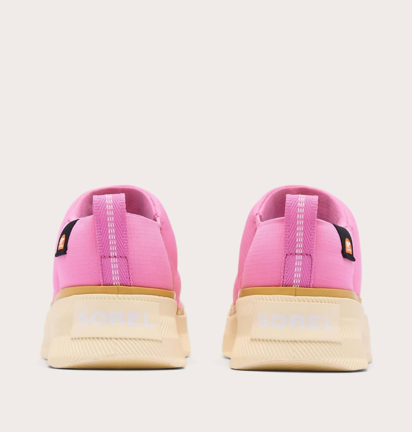 SOREL Youth Out N About Iv Mini Puffy Boots in orchid honey white - kids' boots - detail view